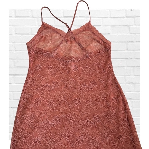 Victoria’s Secret Rose Pink Sheer Lace Dress Babydoll Chemise Sexy Mesh Large - Picture 5 of 11